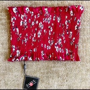 Zaful Floral Stretchy Red Tube Top